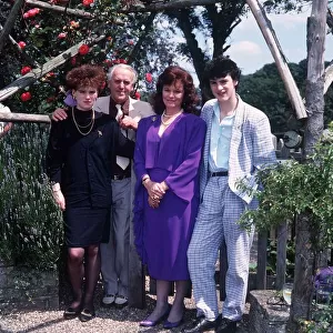 George Cole Actor with wife Penny and daughter Tara and son Toby July 1987