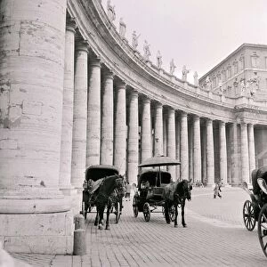 Horse and cart in St Peters Square in the vatican City, Rome 1963