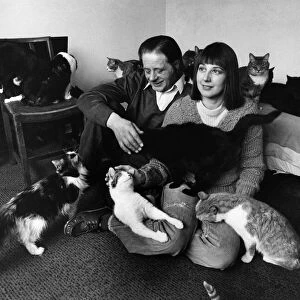 John and Rita Jennings pictured with some of their cats. March 1981 P011930