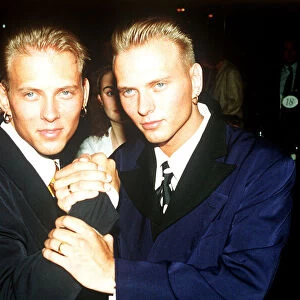 Matt Goss and brother Luke Goss April 1990 from the pop group Bros at the Ivor