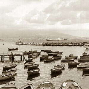 Naples Italy - Boats docked in the harbour. Circa 1960