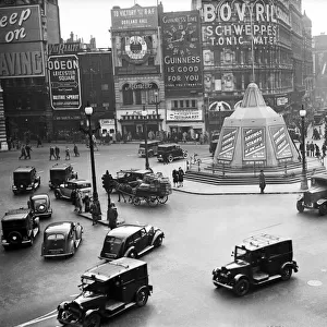 Piccadilly Circus on VE Day. Part of a picture sequence of celebrations in Central London