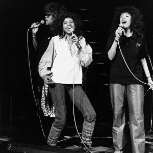 The Pointer Sisters the pop group on stage at the Montreux Pop Festival in Switzerland