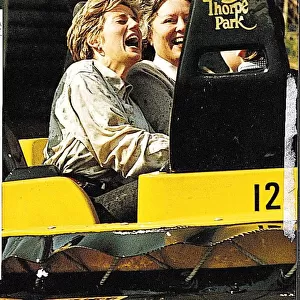 Princess Diana laughing and getting soaked on the Thunder River boat ride in Thorpe Park