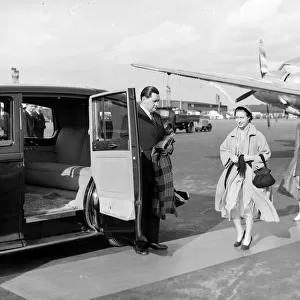 Princess Margaret at Heathrow airport following her return flight from West Germany