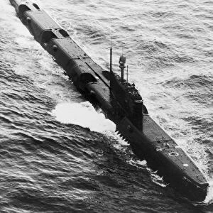 Russian Echo II nuclear submarine seen here on the surface in the North Atlantic