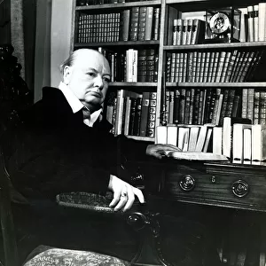 Sir Winston Churchill in his study. Circa 1955