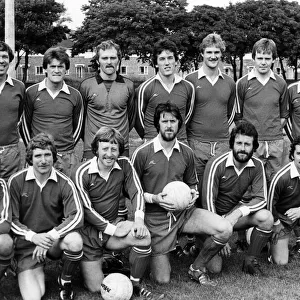 Stockton Buffs Football Team, 18th May 1979. Line up, front row, left to right,s Powell