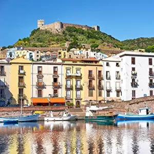 Bosa Old Town, view to Malaspina Castle, Riviera del Corallo, Sardegna (Sardinia Island), Italy
