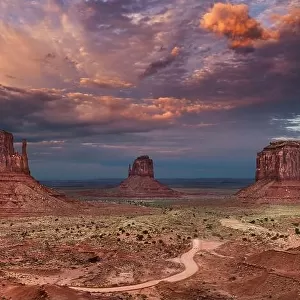 The famous buttes of Monument Valley at sunset, Utah, USA