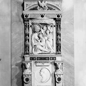 Monument to Francesco Lombardi, relief with the Madonna and Child from the school of Donatello preserved in the Medici Chapel in the Basilica of Santa Croce, Florence