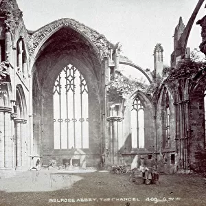 The remains of the choir of Melrose Abbey, in Scotland