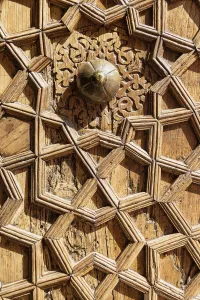 Decorative wooden door, Pahlavan Mahmud Mausoleum, Ichan Kala, Khiva, Uzbekistan Decorative wooden door, Pahlavan Mahmud Mausoleum, Ichan Kala, Khiva, Uzbekistan