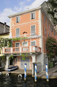 Italy, Lombardy, Lake Garda, Limone Rivera, waterfront building Italy, Lombardy, Lake Garda, Limone Rivera, waterfront building