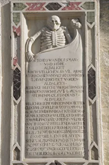 Italy, Trentino Alto Adige, San Lorenzo, grave plaque on parish church of San Lorenzo Italy, Trentino Alto Adige, San Lorenzo, grave plaque on parish church of San Lorenzo