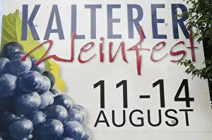 Italy, Trentino Alto Adige, Strada del Vino, Kaltern wine festival poster Italy, Trentino Alto Adige, Strada del Vino, Kaltern wine festival poster