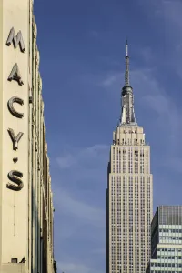 USA, New York, Empire State Building from 34th Street with Macys sign USA, New York, Empire State Building from 34th Street with Macys sign