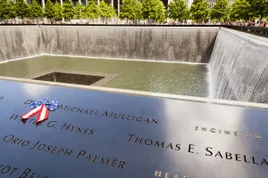 One of the two waterfalls at National September 11 Memorial, World Trade Center One of the two waterfalls at National September 11 Memorial, World Trade Center